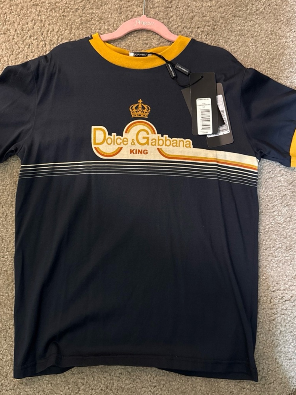 Dolce & Gabbana Black and Yellow Logo Ringer Tee